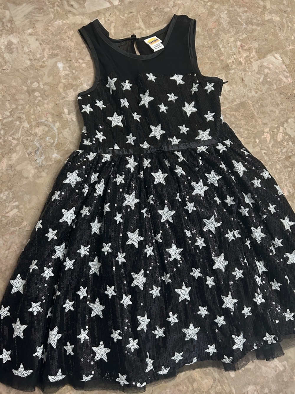 Harajuku mini Black Dress with Silver Star Sequin Overlay